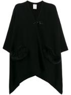 Fay Fur-trim Poncho - Black