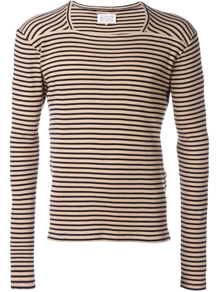 Maison Margiela Striped Sweater, Men's, Size: 46, Nude/neutrals, Cotton