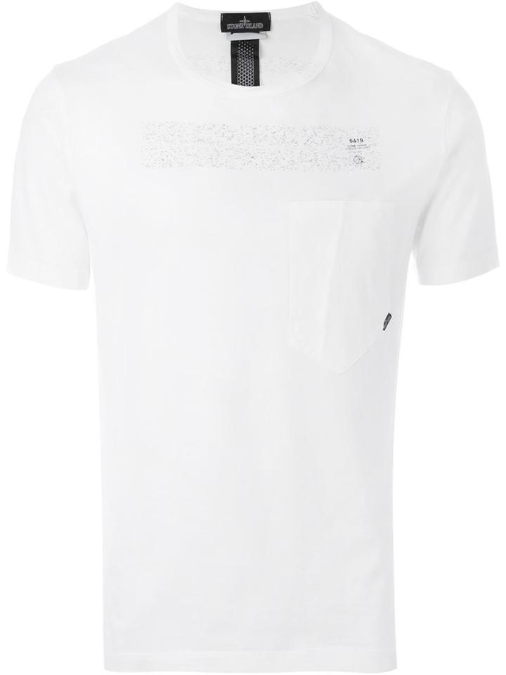 Stone Island Shadow Project Geometric Print T-shirt, Men's, Size: Xxxl, White, Cotton