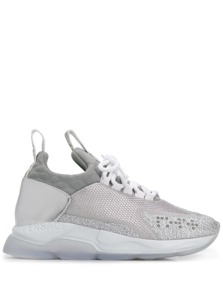 Versace Chain Reaction Metallic Sneakers - Grey