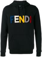 Fendi Logo Hoodie, Men's, Size: 48, Black, Wool/lamb Fur/cotton