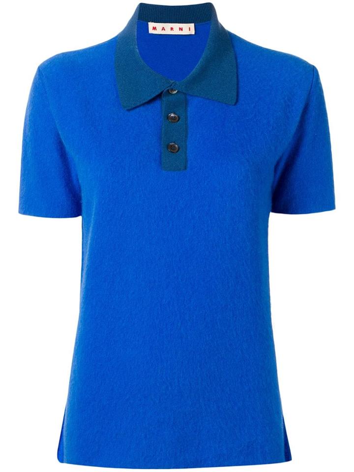 Marni Short Sleeved Polo Top - Blue