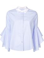 Jonathan Simkhai Ruffle-sleeve Striped Shirt - Blue