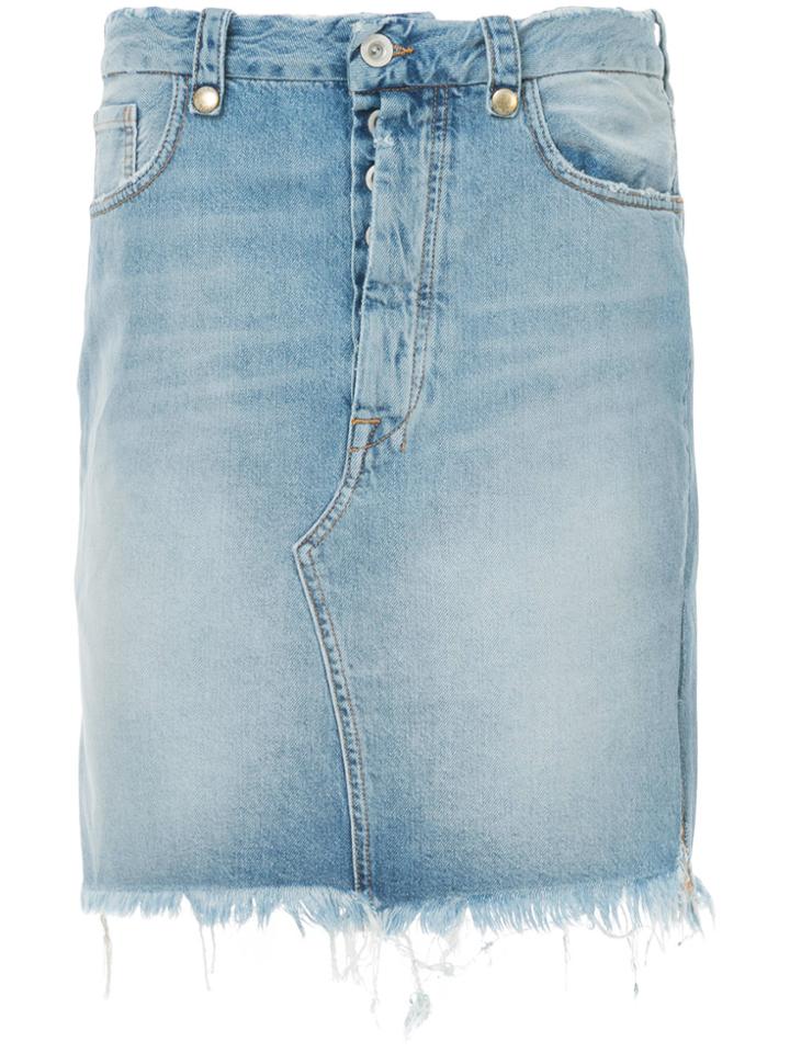 Unravel Project Frayed Denim Skirt - Blue