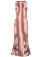 Victoria Beckham Striped Fitted Dress, Women's, Size: 1, Brown, Cotton/spandex/elastane/polyimide