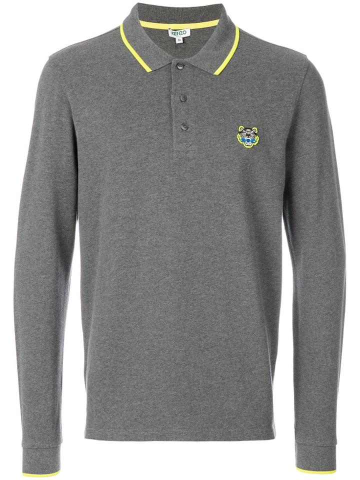 Kenzo Longsleeved Tiger Polo Shirt - Grey