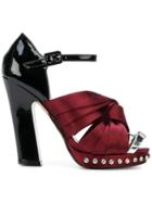 No21 Twisted Bow Strappy Heels - Red