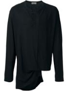 Yohji Yamamoto Henley Sweatshirt, Men's, Size: 3, Black, Cotton/silk