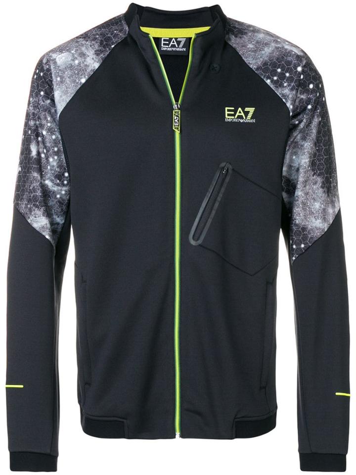 Ea7 Emporio Armani Galaxy Print Track Jacket - Black