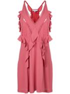 Iro V-neck Ruffled Dress - Pink & Purple