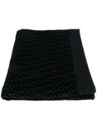 Fendi Jacquard Ff Logo Beach Towel - Black