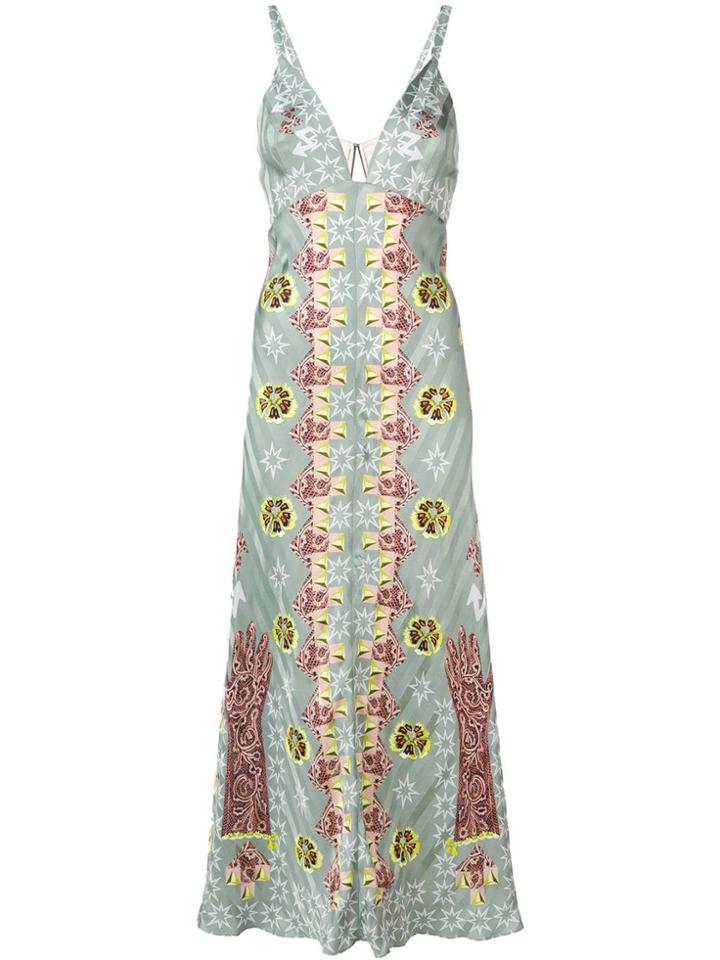 Temperley London Flux Printed Slip Dress - Green