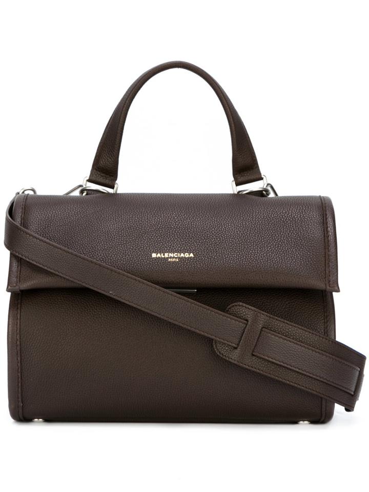 Balenciaga Flap Tote, Women's, Brown, Calf Leather