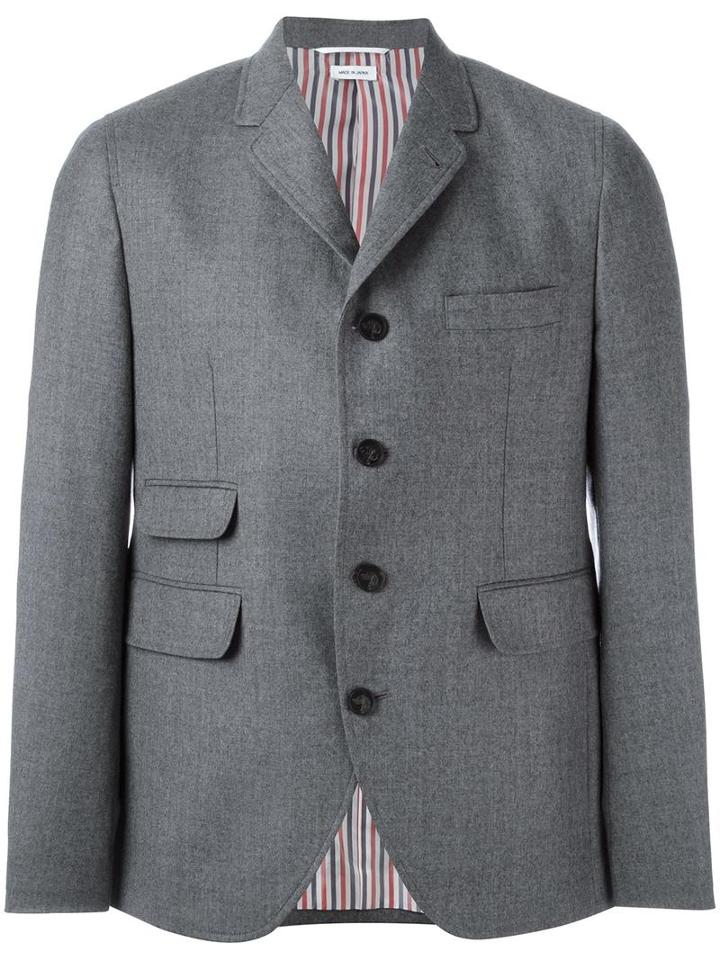Thom Browne Three Button Blazer, Men's, Size: 3, Grey, Wool/cupro
