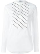 Brunello Cucinelli Striped Bib Blouse, Women's, Size: Xl, White, Cotton/polyimide/spandex/elastane/brass