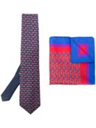 Etro Turtle Print Tie And Square Pocket Set - Blue