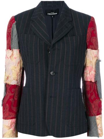 Comme Des Garçons Vintage Tricot Striped Patchwork Blazer - Blue