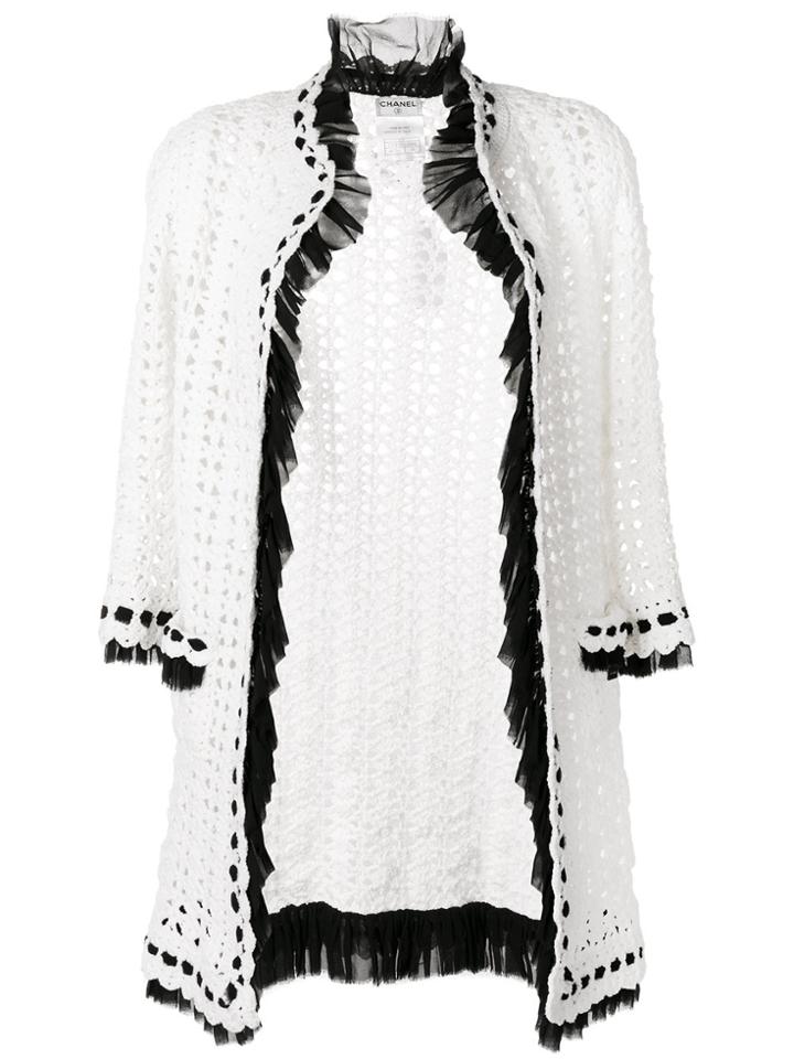 Chanel Vintage Crochet Knit Cardigan - White