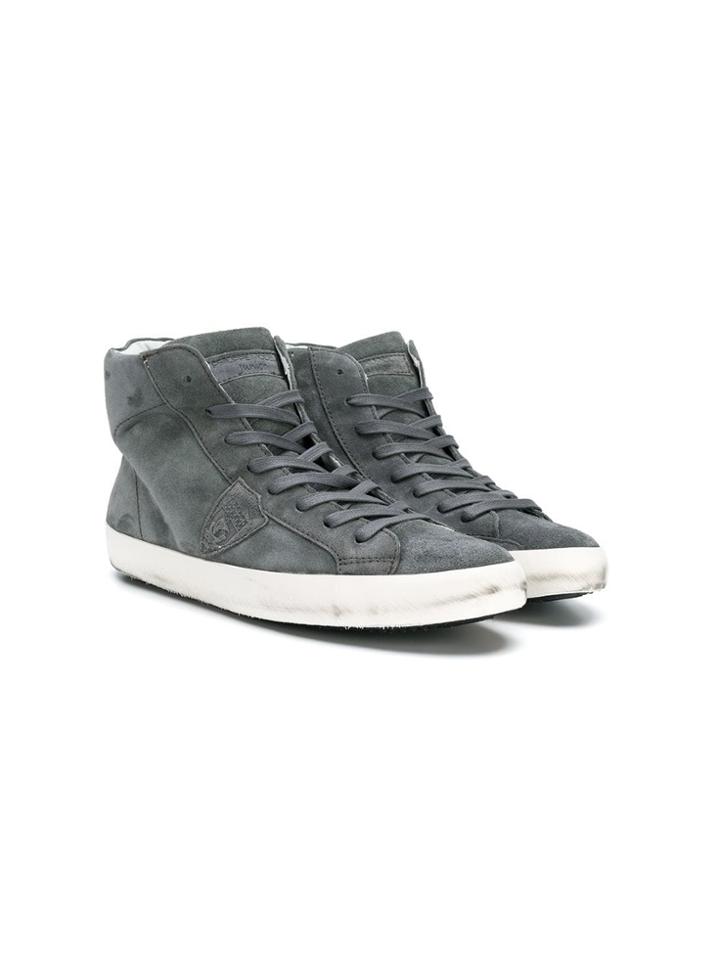Philippe Model Kids Teen Distressed High Top Sneakers - Grey
