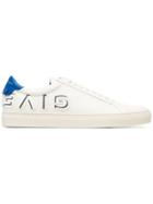 Givenchy White And Blue Urban Street Logo Applique Leather Sneakers