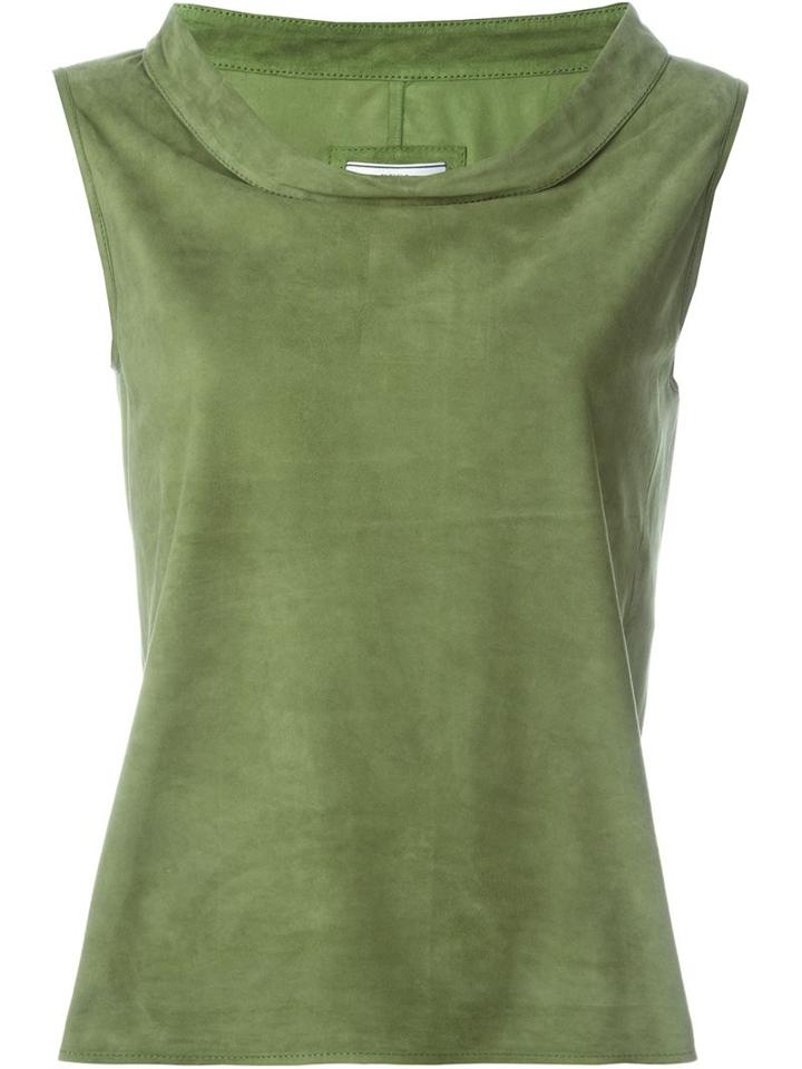 Desa Collection Suede Sleeveless Top, Women's, Size: 40, Green, Suede