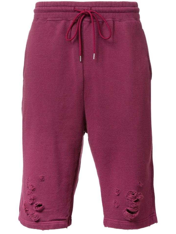 Maison Mihara Yasuhiro Distressed Track Shorts - Red