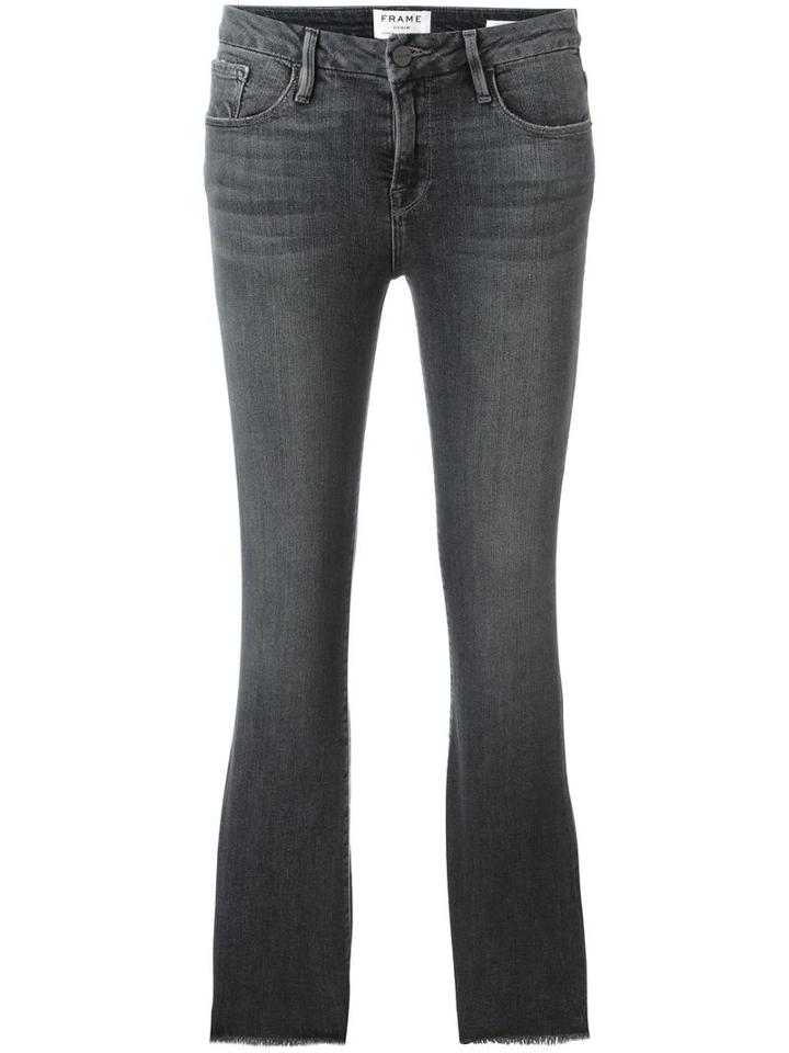 Frame Denim Cropped Jeans, Women's, Size: 27, Grey, Cotton/polyester/spandex/elastane