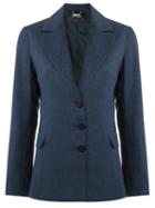 Tufi Duek Three Button Blazer, Women's, Size: 38, Blue, Polyester