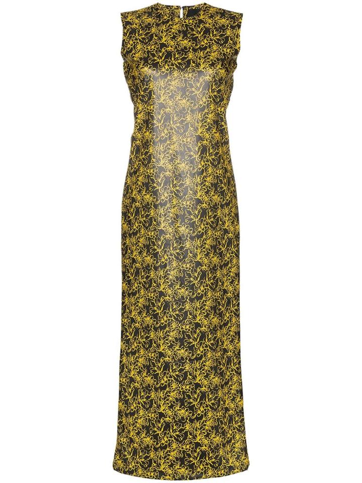 Markoo Sleeveless Floral Print Straight Dress - Black