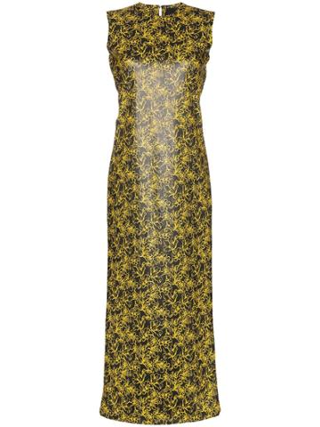 Markoo Sleeveless Floral Print Straight Dress - Black