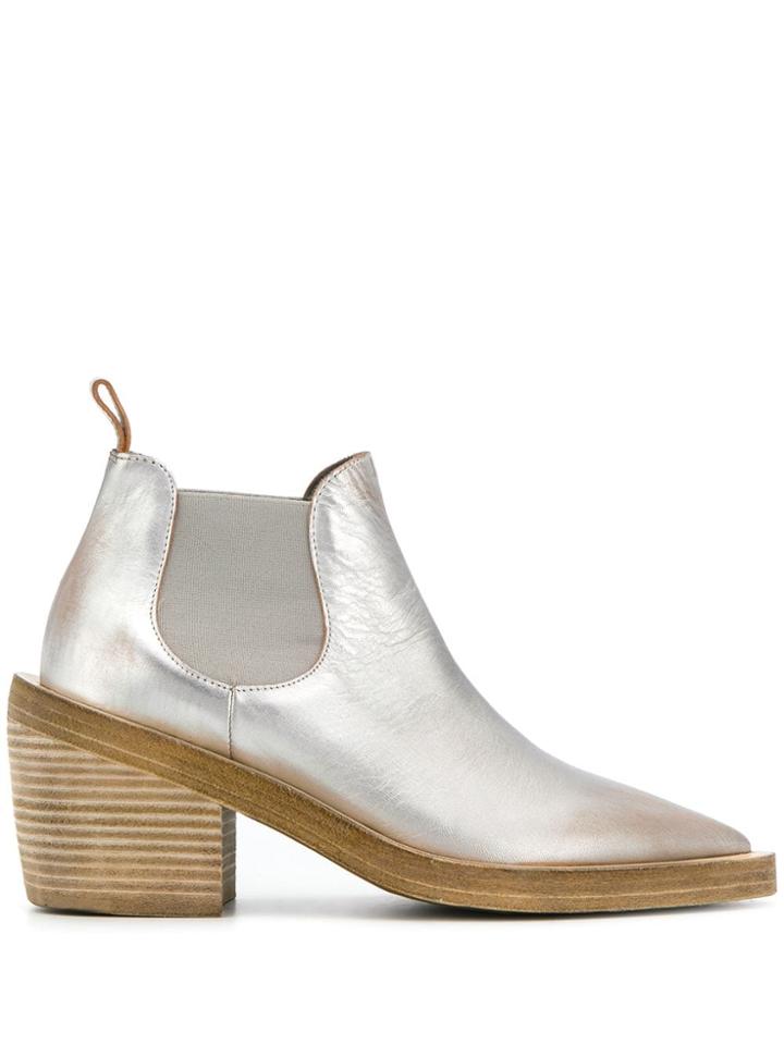 Marsèll Metallic Block Heel Boots - Silver