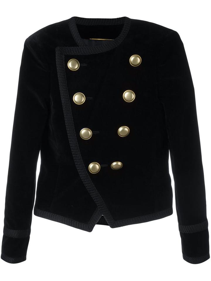 Saint Laurent 'spencer' Cropped Velvet Blazer