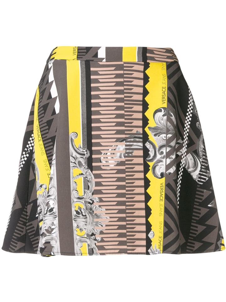 Versace Jeans Printed A-line Mini Skirt - Yellow & Orange