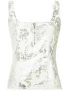 Marques'almeida - Zip Detail Jacquard Tank - Women - Cotton/polyester/acetate/metallized Polyester - S, White, Cotton/polyester/acetate/metallized Polyester