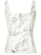 Marques'almeida - Zip Detail Jacquard Tank - Women - Cotton/polyester/acetate/metallized Polyester - S, White, Cotton/polyester/acetate/metallized Polyester