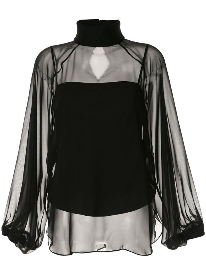 Camilla And Marc Sheer Funnel Neck Blouse - Black