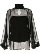 Camilla And Marc Sheer Funnel Neck Blouse - Black