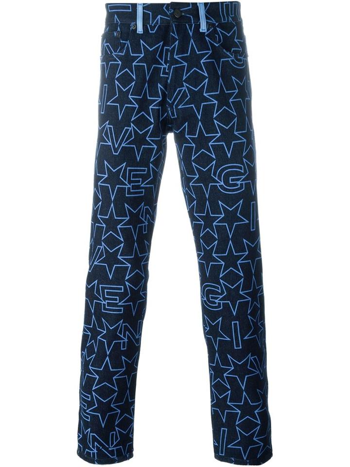 Givenchy Star Print Jeans, Men's, Size: 32, Blue, Cotton/calf Leather
