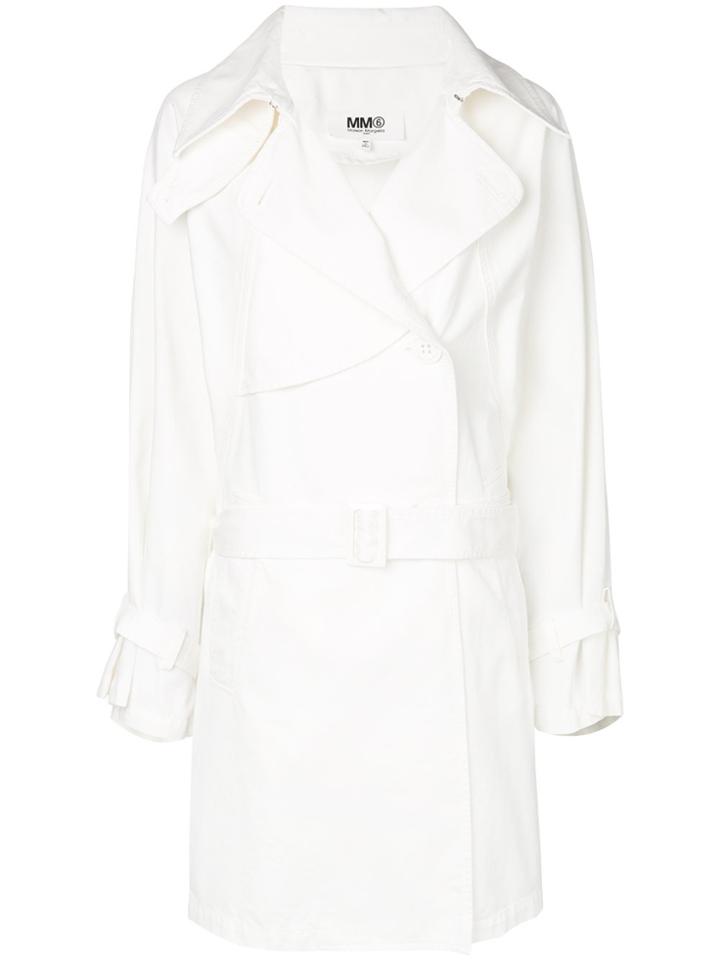Mm6 Maison Margiela Belted Trench Coat - White