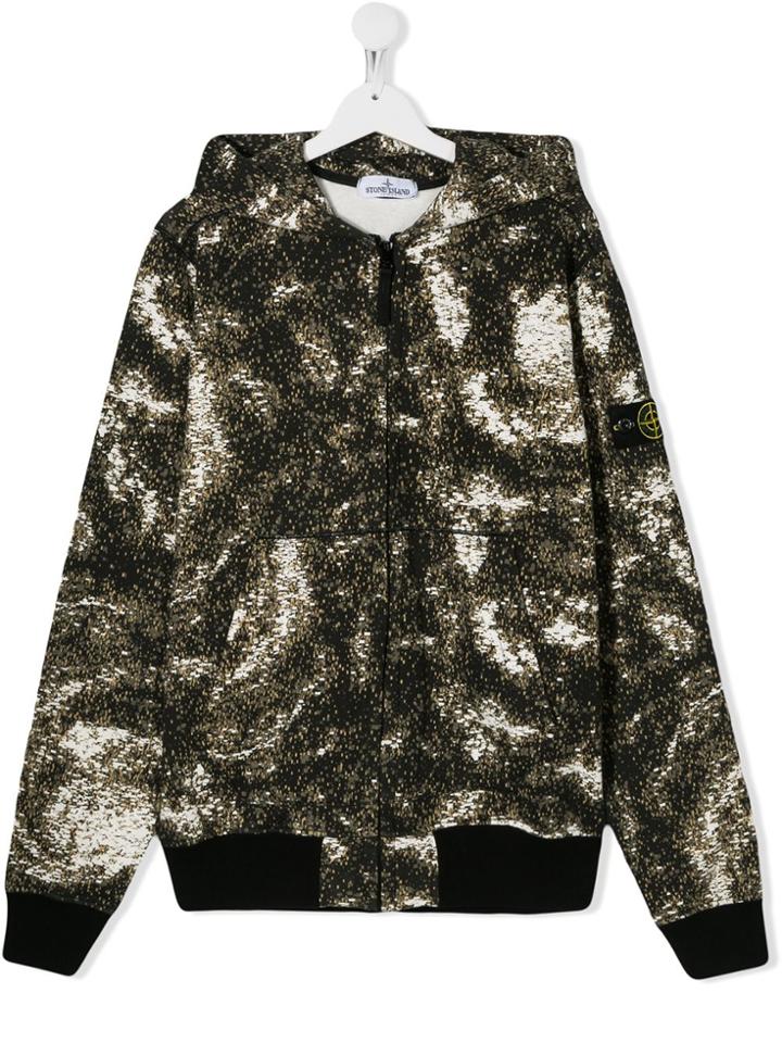 Stone Island Junior All-over Print Bomber Jacket - Black