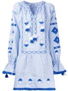 March 11 Flower Pixel Dress, Women's, Size: Medium, Blue, Linen/flax