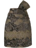 Lanvin Snake-effect Cloqué Skirt - Brown
