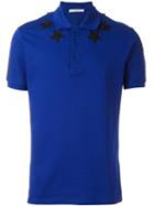 Givenchy Star Embroidered Polo Shirt, Men's, Size: Large, Blue, Cotton/polyester