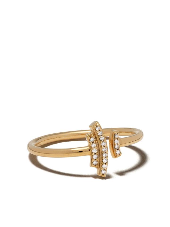 Astley Clarke 14kt Yellow Gold Mini Icon Scala Diamond Open Ring