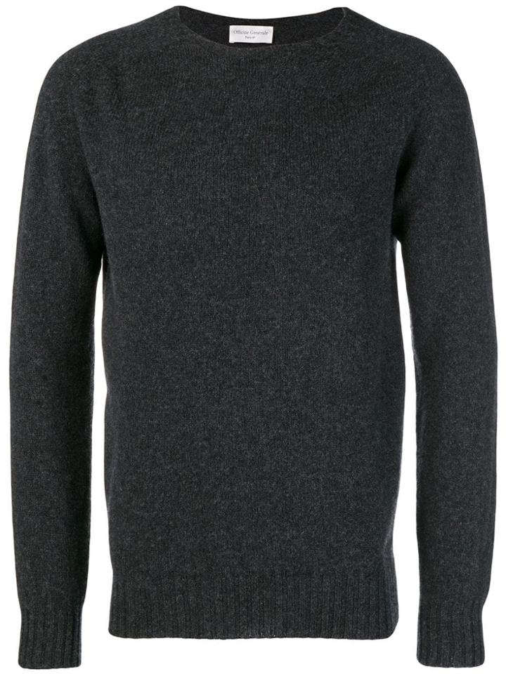 Officine Generale Wool Crew Neck Sweater - Grey