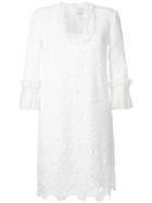 Huishan Zhang Scalloped Macrame Lace Dress - White