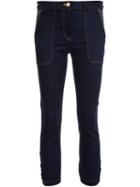 Veronica Beard Cropped Capri Trousers, Women's, Size: 6, Blue, Modal/cotton/polyester/spandex/elastane