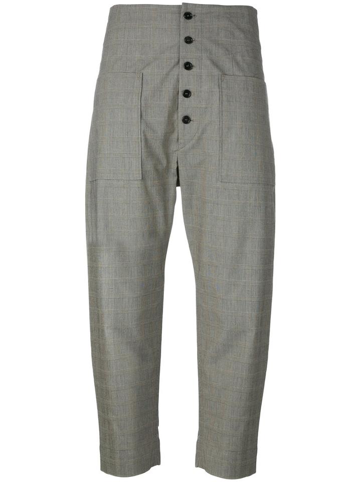 Isabel Marant Étoile - Check Drop-crotch Trousers - Women - Cotton/elastodiene - 38, Nude/neutrals, Cotton/elastodiene