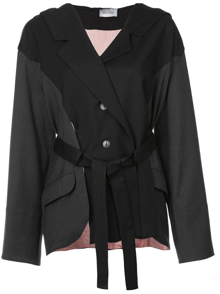 Balossa White Shirt Janeka Belted Blazer - Black