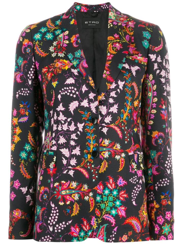Etro Printed Single-breasted Blazer - Black